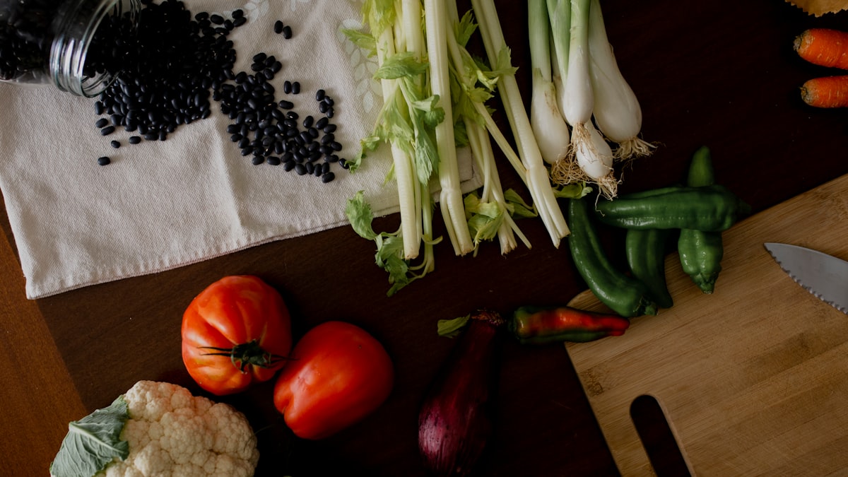 Vegetable-based meal prep with colorful fresh produce